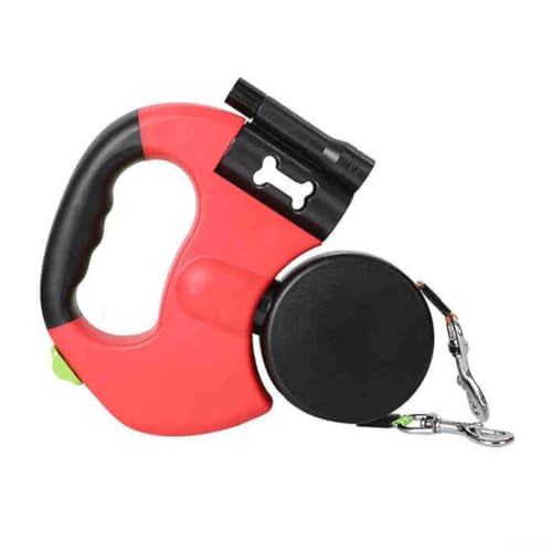 Einziehbare Hundeleine, für 2 kleine bis mittelgroße Hunde, 360° Anti-Verheddern, robuster 300 cm einziehbarer Gurt, leichter Griff und leicht (rot) von Whychstore
