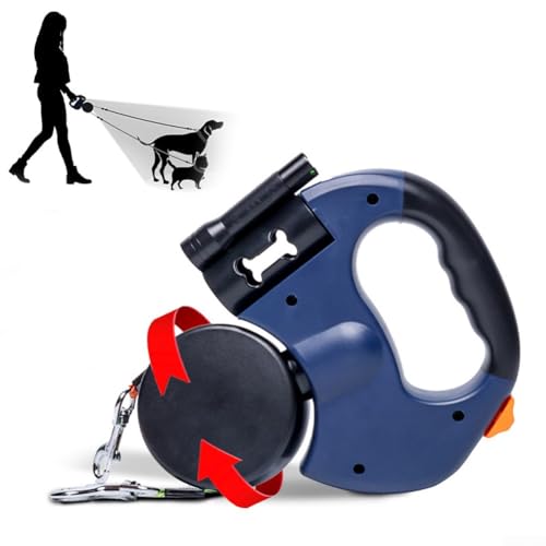 Einziehbare Hundeleine, für 2 kleine bis mittelgroße Hunde, 360° Anti-Verheddern, robuster 300 cm einziehbarer Gurt, leichter Griff und leicht (schwarz) von Whychstore