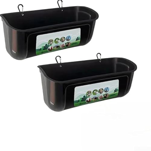 Hängender Hühnerfuttertrog, hängende Futterspender Geflügeltränke, Eimer-Futterspender mit Clips, große Kapazität, für Geflügelfutterbedarf (schwarz) von Whychstore