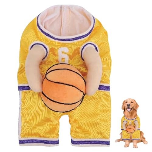 Basketballhundkostüm, Hunde Basketballspieler Kostüm mit Ball, lustige Kostüme mit realistischen Händen weich und bequemes Haustier Halloween Yellow M. von Whyzsjnclg
