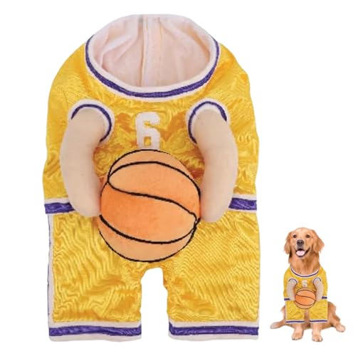 Basketballhundkostüm, Hunde Basketballspieler Kostüm mit Ball, lustige Kostüme mit realistischen Händen weich und komfortabel Haustier Halloween gelb L. von Whyzsjnclg
