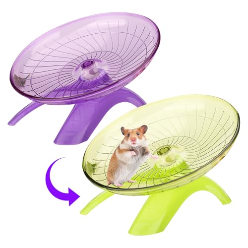 Silent Hamster Wheel, 2pcs Hamsterrad, 7 Zoll Stille, Fliegende Untertasse Running -Training Ratte für, Rennmäuse, Hedgehog, Honigquoll von Whyzsjnclg