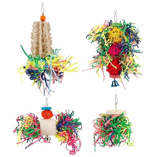 Whyzsjnclg Budgie -Spielzeug, 4PCS -Vogelspielzeug, Hängen von Brudel Shedding -Futter -Papier -Käfigzubehör für Conure, für Conure, Cockatiel, Wellensittich, Lovebird, Papageien von Whyzsjnclg
