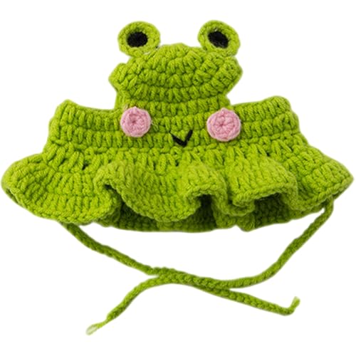 Whyzsjnclg Katzen -Outfit, Katzenhut, süße gestrickte Froschhüte mit Ohrlöchern und Riemen, weiche, warme Party Kostüm Kopfbedeckung für Kätzchen kleine Hunde kleine Tiere von Whyzsjnclg