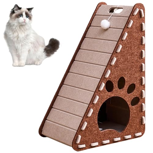 Whyzsjnclg Katzenkratzer, Filzkatze Kratzer 12x16x24 Triangular Scratch mit Plüschkugel und Innenbett Nicht-Shedding für Innen-, Kamel und Grau Whyzsjnclg Katzenkratzer, Filzkatze Kratzer 12x16x24 Triangular Scratch mit Plüschkugel und Innenbett Nicht-Shedding für Innen-, Kamel und Grau von Whyzsjnclg