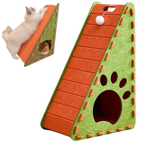 Whyzsjnclg Katzenkratzer, Filzkatze Scratch 12x16x24 Triangular Scratch mit Plüschkugel und Innenbett Nicht-Shedding für Innen-, Grün- und Orange Whyzsjnclg Katzenkratzer, Filzkatze Scratch 12x16x24 Triangular Scratch mit Plüschkugel und Innenbett Nicht-Shedding für Innen-, Grün- und Orange von Whyzsjnclg