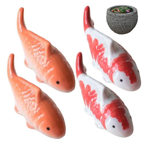 Whyzsjnclg Koi Fish Decor, 4PCS gefälschter Fisch, Keramik schwimmend Koi, Teichdekor für Vogelbad, falsches Aquarium, Garten, Zuhause Whyzsjnclg Koi Fish Decor, 4PCS gefälschter Fisch, Keramik schwimmend Koi, Teichdekor für Vogelbad, falsches Aquarium, Garten, Zuhause von Whyzsjnclg