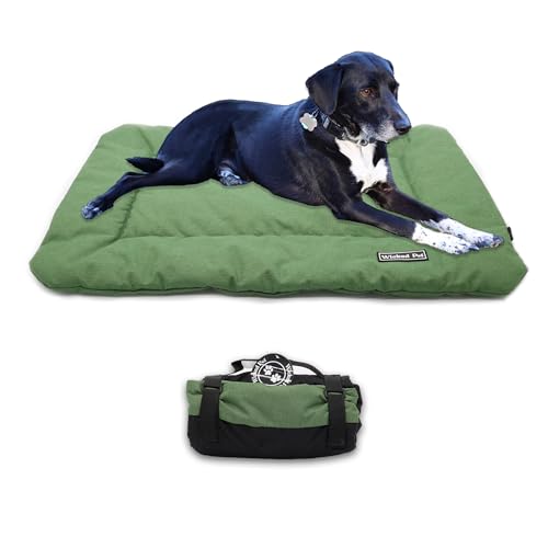 Wicked Pet Hunde-Reisematte | schweres, wasserdichtes Segeltuch | Groß (91,4 x 61 x 2,5 cm) Grün | bis zu 25 kg von Wicked Pet