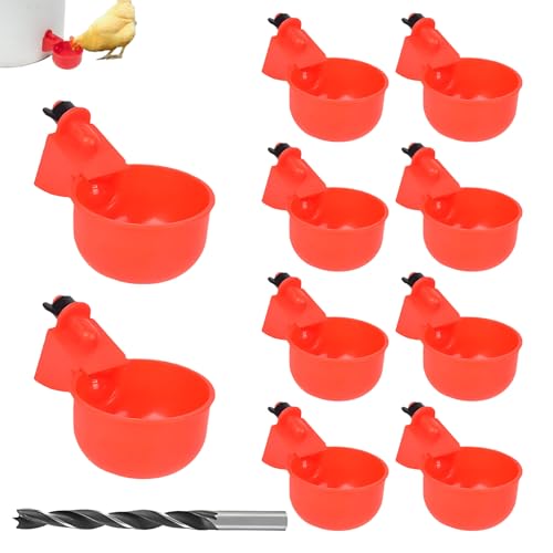 10 Stück Automatische Hühnertränke mit Bohrer,WideSmart Geflügeltränke-Set für Hühner,Hühnerwasserbecher,automatischer Hühnertränke für Vogel Wachtel Taube Huhn Automatic Poultry Drinkers von WideSmart
