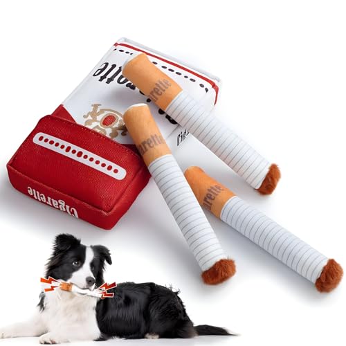 Giggle Zigaretten-Hundespielzeug,WideSmart Quietschendes Hundespielzeug, Lustiges Zigaretten-förmiges Plüsch-Hunde-Selbstspielspielzeug, Interaktives Spielzeug für Kleine, Mittelgroße und Große Hunde von WideSmart