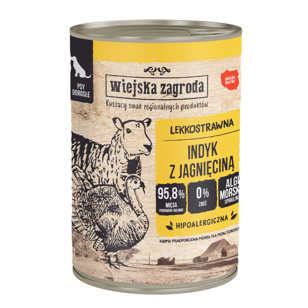 Sparpaket Wiejska Zagroda Dog 24 x 400 g - Truthahn & Lamm von Wiejska zagroda