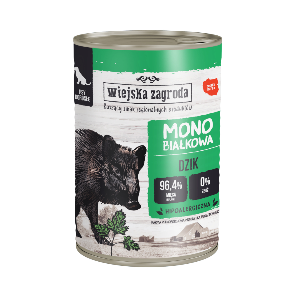 Sparpaket Wiejska Zagroda Dog 36 x 400 g - Wildschwein Sparpaket Wiejska Zagroda Dog 36 x 400 g - Wildschwein von Wiejska zagroda