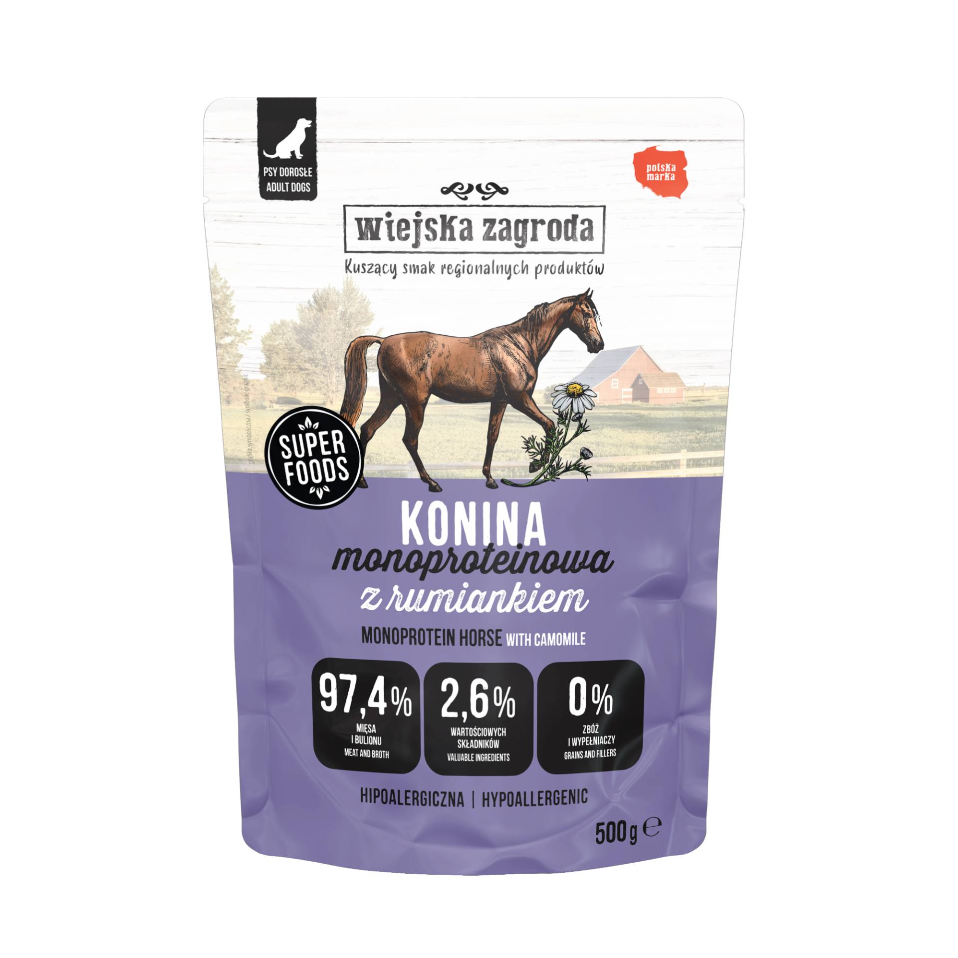 Sparpaket Wiejska Zagroda Monoprotein Adult 5 x 500 g - Pferd von Wiejska zagroda
