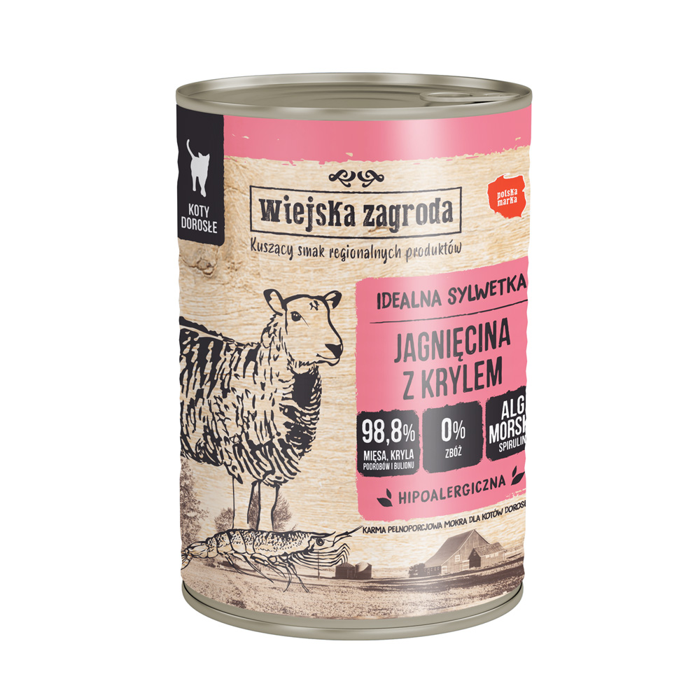 Wiejska Zagroda Cat 12 x 400 g - Lamm mit Krill von Wiejska zagroda