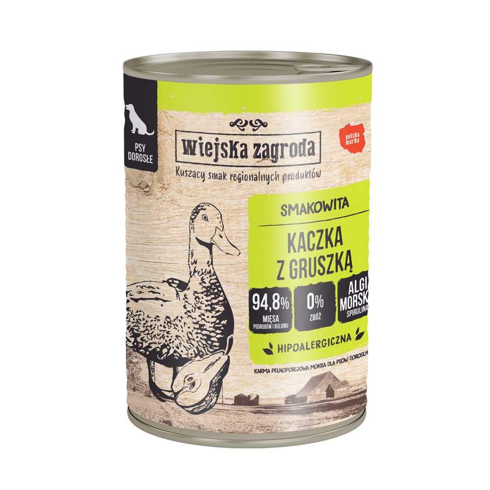 Wiejska Zagroda Dog 12 x 400 g - Ente mit Birne von Wiejska zagroda