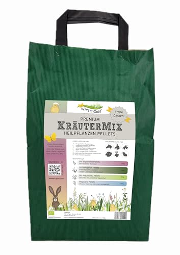 WiesenGold® Premium KräuterMix – Oster Edition – 4er Geschenkset Heilpflanzen, Ostergeschenkset für Pferde, Hühner, Kaninchen, Kleintiere von WiesenGold