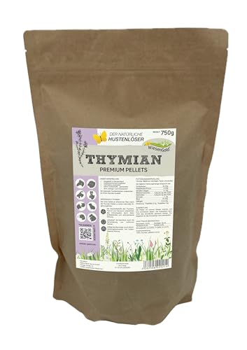 WiesenGold® Thymian Pellets (750g) – der natürliche Hustenlöser bei Tieren, naturnaher und insektenschonender Anbau, CO2-sparende Verarbeitung, Unterstützung von Atemwegen & Immunsystem von WiesenGold