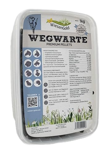 WiesenGold® Wegwarte Pellets/Cobs (1 kg) – natürliche Kräuter zur Entwurmung und Parasitenabwehr mit hohem Inulingehalt für Pferde und Tiere, naturnaher und insektenschonender Anbau von WiesenGold