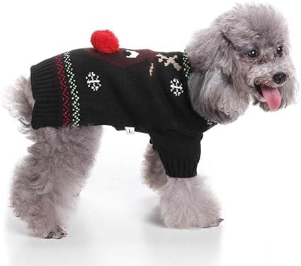 Hundepullover, bunt, warm, bequem, festliches Muster, Winterkleidung, ideal für Weihnachtsfotos, einfach anzuziehen und zu waschen (XXL) von Wikao