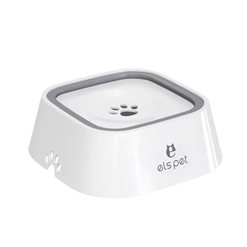 Schüssel mit Überlaufschutz, 1 l, für Haustiere, Hundenapf, auslaufsicher, Behälter für Futter und Wasser (weiß) von Wikao