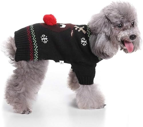 Weihnachtspullover für Hunde, warm und bequem, festliche Motive, Winterkleidung, ideal für Weihnachtsfotos, einfach anzuziehen und zu waschen von Wikao