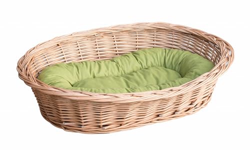 Wiklinowy Świat - Weidenkorb Hundebett Katzenbett, Weidenbett für Haustiere - Natürlich warm, atmungsaktiv und stilvoll - Verschiedene Größen 58x42x15cm - grünes Kissen Wiklinowy Świat - Weidenkorb Hundebett Katzenbett, Weidenbett für Haustiere - Natürlich warm, atmungsaktiv und stilvoll - Verschiedene Größen 58x42x15cm - grünes Kissen von Wiklinowy Swiat