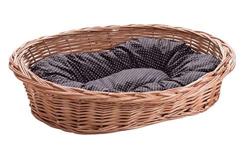 Wiklinowy Świat - Weidenkorb Hundebett Katzenbett, Weidenbett für Haustiere - Natürlich warm, atmungsaktiv und stilvoll - Verschiedene Größen 85x60x18cm - gepunktetes braunes Kissen Wiklinowy Świat - Weidenkorb Hundebett Katzenbett, Weidenbett für Haustiere - Natürlich warm, atmungsaktiv und stilvoll - Verschiedene Größen 85x60x18cm - gepunktetes braunes Kissen von Wiklinowy Swiat