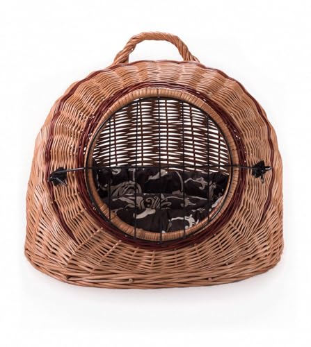 Wiklinowy Świat - Weidenkorb Transportbox, Katzentransportbox, Transporttasche für Katze Hund - Tragebox für Mittel Kleine Haustiere - mit Metallverschluss - 50x40x45cm - Braun mit Schnörkelmuster Wiklinowy Świat - Weidenkorb Transportbox, Katzentransportbox, Transporttasche für Katze Hund - Tragebox für Mittel Kleine Haustiere - mit Metallverschluss - 50x40x45cm - Braun mit Schnörkelmuster von Wiklinowy Swiat