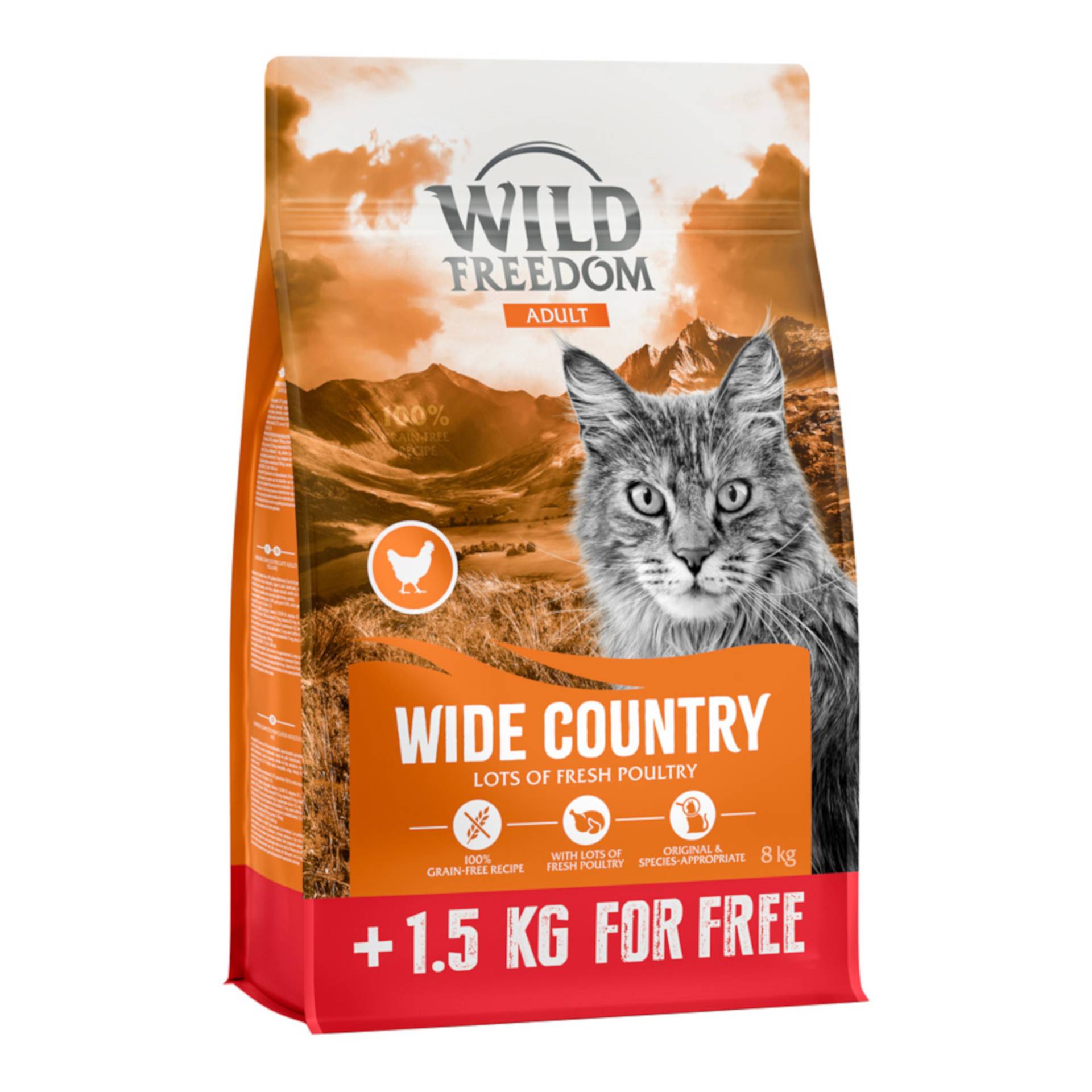 1,5 kg gratis! 8 kg Wild Freedom Adult - Wide Country Geflügel von Wild Freedom