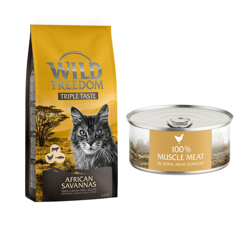 6,5 kg Wild Freedom + 6 x 70 g "Instinctive" Nassfutter gratis! - African Savannas - Rind, Huhn & Wels + 6 x 70 g Huhn 6,5 kg Wild Freedom + 6 x 70 g "Instinctive" Nassfutter gratis! - African Savannas - Rind, Huhn & Wels + 6 x 70 g Huhn von Wild Freedom