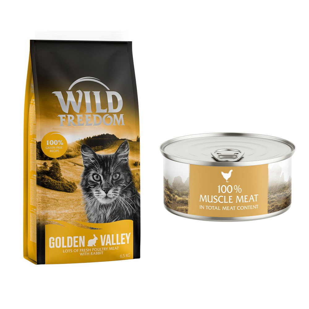 6,5 kg Wild Freedom + 6 x 70 g "Instinctive" Nassfutter gratis! - Golden Valley - Kaninchen + 6 x 70 g Huhn 6,5 kg Wild Freedom + 6 x 70 g "Instinctive" Nassfutter gratis! - Golden Valley - Kaninchen + 6 x 70 g Huhn von Wild Freedom