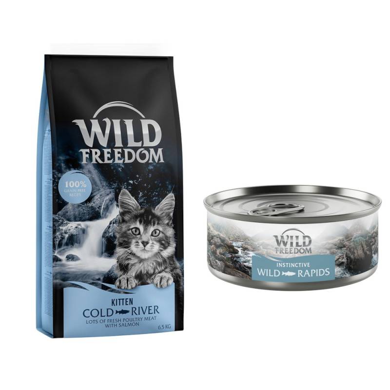 6,5 kg Wild Freedom + 6 x 70 g "Instinctive" Nassfutter gratis! - Kitten: Cold River - Lachs + 6 x 70 g Lachs von Wild Freedom