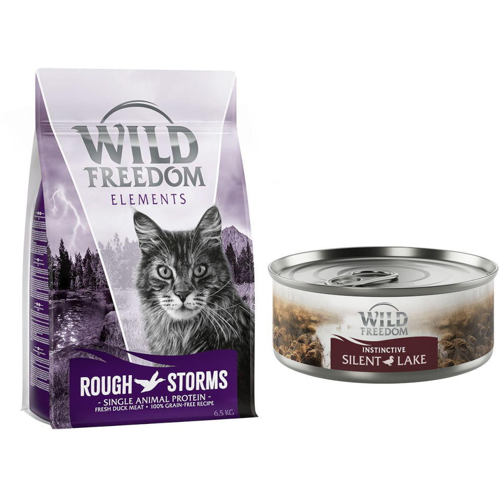 6,5 kg Wild Freedom + 6 x 70 g "Instinctive" Nassfutter gratis! - Rough Storms - Ente (Single Meat) + 6 x 70 g Ente von Wild Freedom