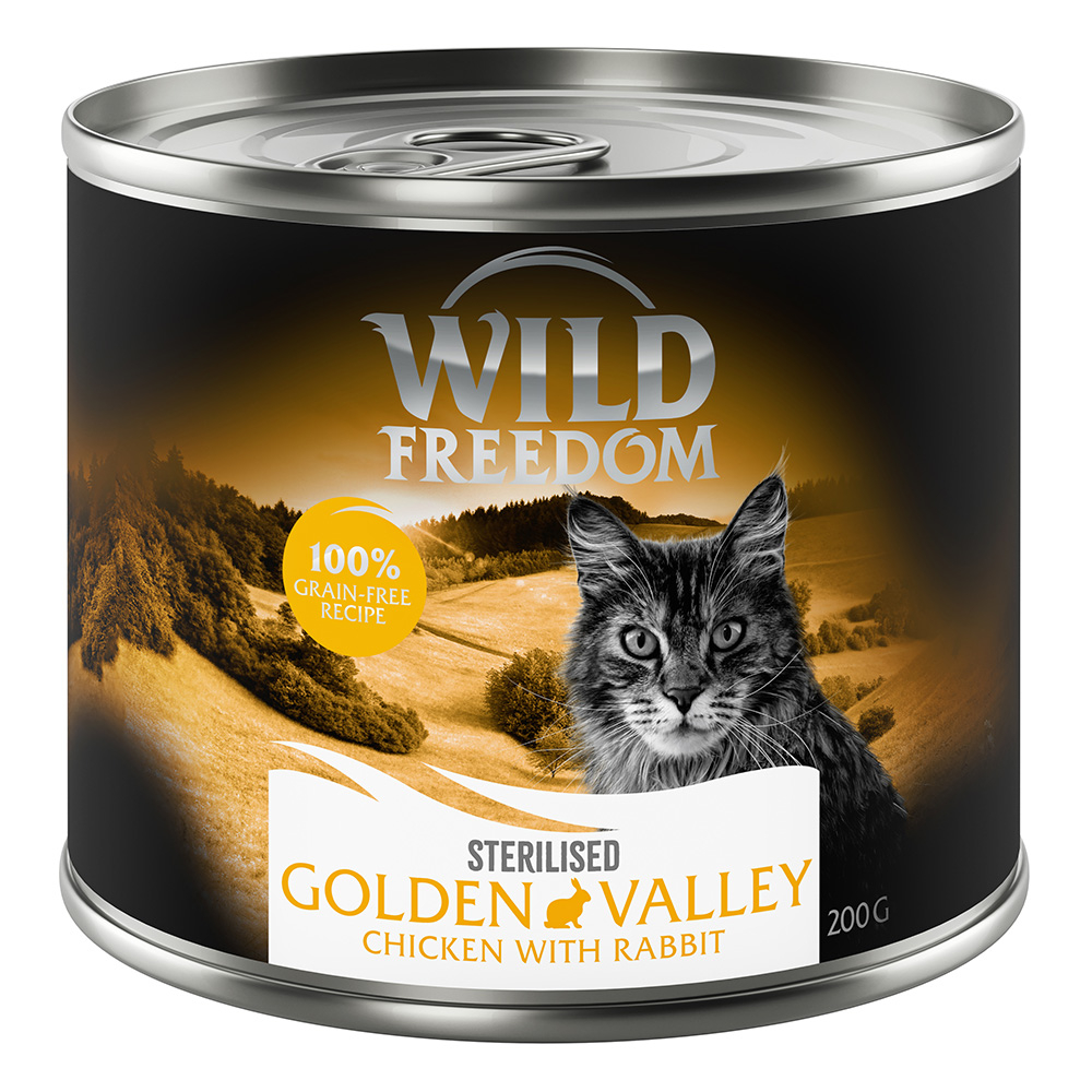 Wild Freedom Adult Sterilised 24 x 200 g - getreidefreie Rezeptur - Golden Valley Sterilised - Kaninchen & Huhn Wild Freedom Adult Sterilised 24 x 200 g - getreidefreie Rezeptur - Golden Valley Sterilised - Kaninchen & Huhn von Wild Freedom
