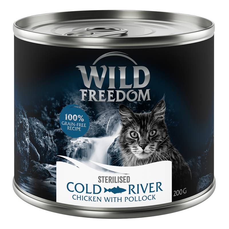 Wild Freedom Adult Sterilised 6 x 200 g - getreidefreie Rezeptur - Cold River - Huhn mit Seelachs von Wild Freedom
