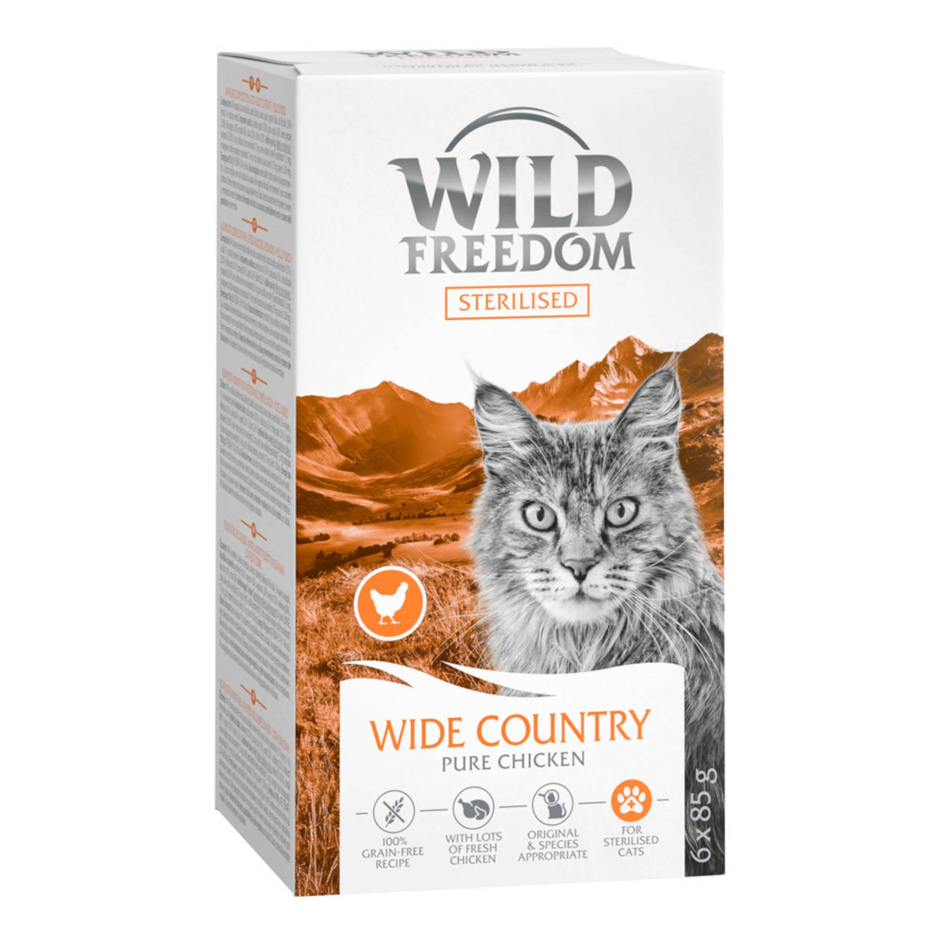 Wild Freedom Adult Sterilised Schale 6 x 85 g - Wide Country Huhn Pur von Wild Freedom