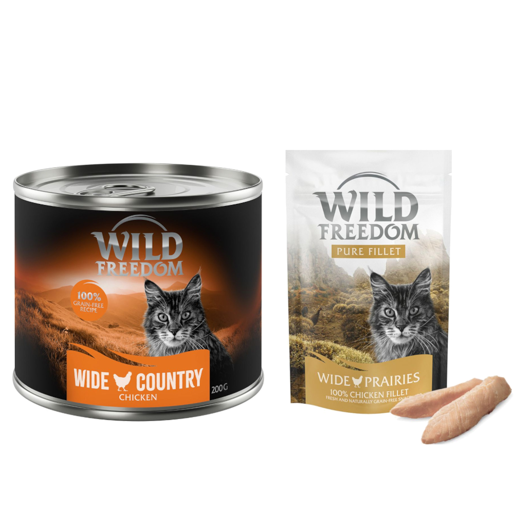 Wild Freedom Kombi-Paket: Adult Nassfutter + Filet Snacks - 24 x 200 g Wide Country: Huhn pur + 3 x 100 g Hühnerfilet Wild Freedom Kombi-Paket: Adult Nassfutter + Filet Snacks - 24 x 200 g Wide Country: Huhn pur + 3 x 100 g Hühnerfilet von Wild Freedom
