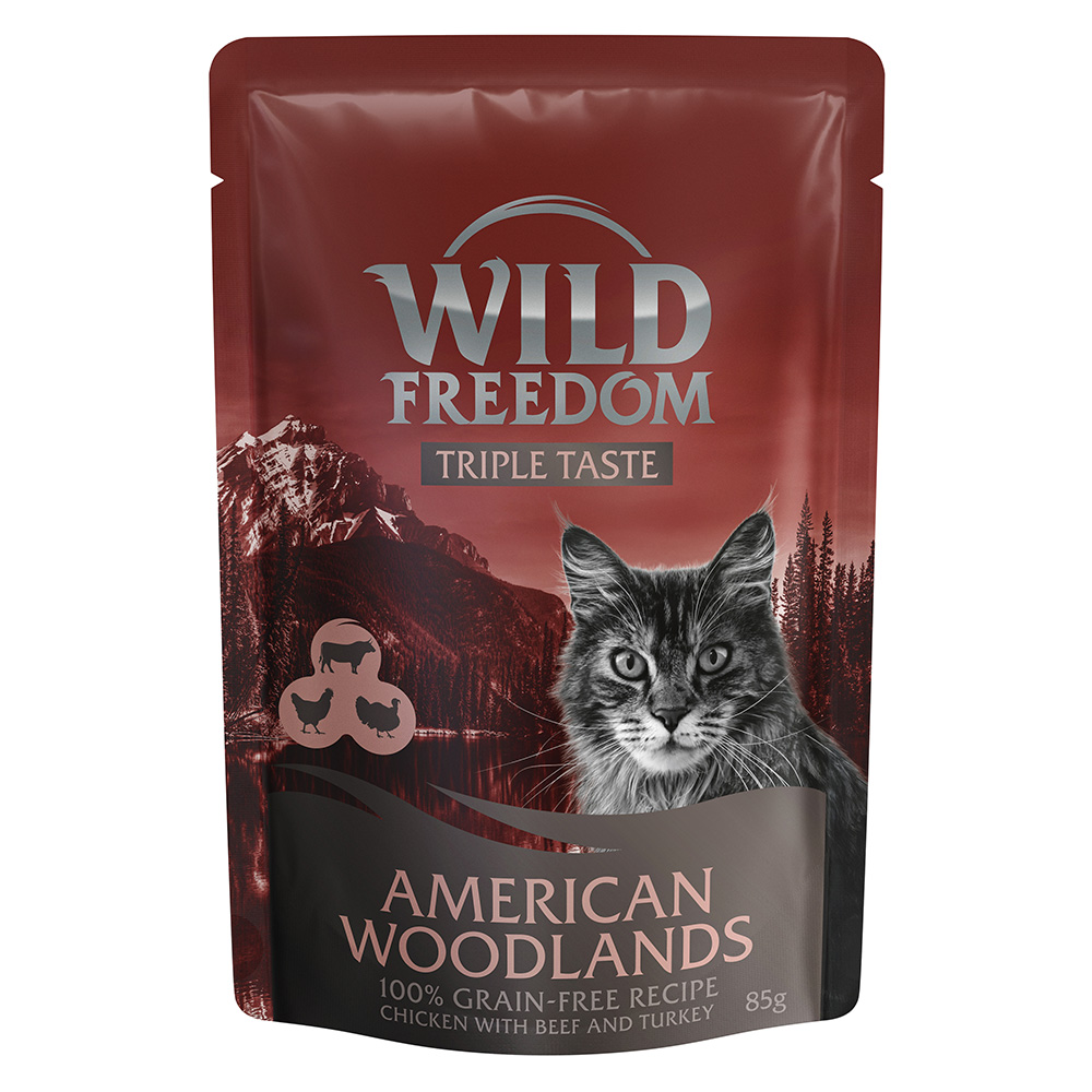 Wild Freedom Triple Taste Pouches 8 x 85 g - American Woodlands - Huhn mit Rind & Truthahn Wild Freedom Triple Taste Pouches 8 x 85 g - American Woodlands - Huhn mit Rind & Truthahn von Wild Freedom