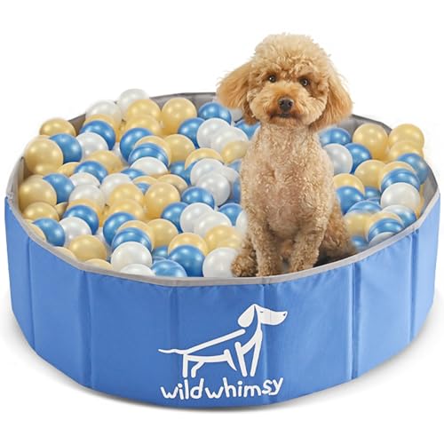 Wild Whimsy Hunde-Bällebad – 81,3 cm kleines faltbares Bällebad für Hunde – Indoor Outdoor Laufstall mit Metallverstärkungsring – Aufbewahrungskoffer enthalten – hält über 400 Bällebadbälle Wild Whimsy Hunde-Bällebad – 81,3 cm kleines faltbares Bällebad für Hunde – Indoor Outdoor Laufstall mit Metallverstärkungsring – Aufbewahrungskoffer enthalten – hält über 400 Bällebadbälle von Wild Whimsy