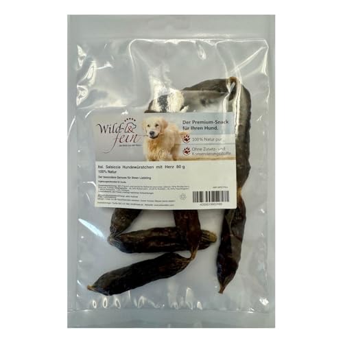 Wild & Fein italienische Salsiccia Hundewürstchen mit Herz - 80 g Wild & Fein italienische Salsiccia Hundewürstchen mit Herz - 80 g von Wild & Fein
