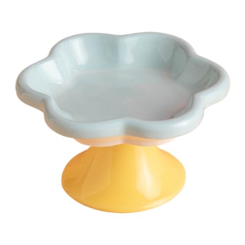 Ceramic Elevated Cat Bowl - Raised Feeding Dish for Small Pets | Flower Design Tilted Water Bowl for Flat-Faced Kitten, Puppy | Anti-Spill, Easy-Wash Pet Feeder Improves Digestion, Comfort Feeding von WildHarmony