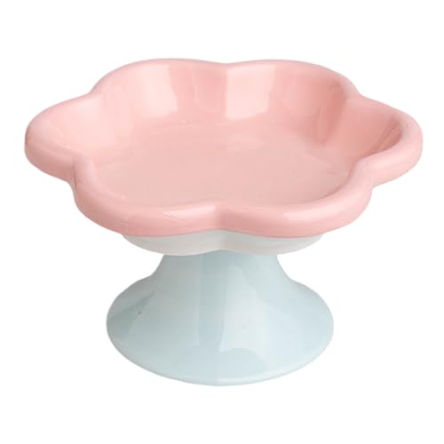 Ceramic Elevated Cat Bowl - Raised Feeding Dish for Small Pets | Flower Design Tilted Water Bowl for Flat-Faced Kitten, Puppy | Anti-Spill, Easy-Wash Pet Feeder Improves Digestion, Comfort Feeding von WildHarmony