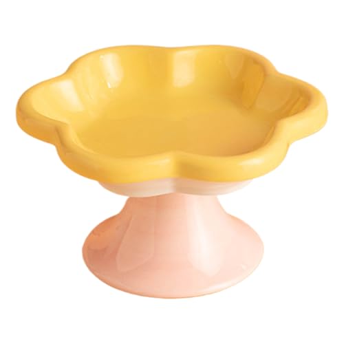Ceramic Elevated Cat Bowl - Raised Feeding Dish for Small Pets | Flower Design Tilted Water Bowl for Flat-Faced Kitten, Puppy | Anti-Spill, Easy-Wash Pet Feeder Improves Digestion, Comfort Feeding von WildHarmony