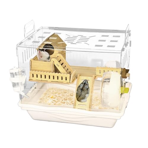 Clear Hamster Cage-Transparentes Dittle Animal Habitat, Leichtes Haustierhaus | Gerbil, Mäuse, Zwerghamstergehäuse Mit Luftstromdesign, Leichtes Plastikhaus Für Kinder, Erwachsene, Tierliebhaber von WildHarmony
