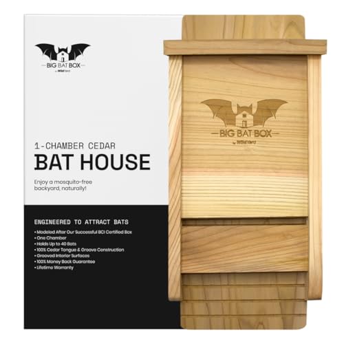 Wildyard Bat House for Outdoors - Der Komplette Fledermauskasten für den Außenbereich - Säubere deinen Garten von Mücken - Fledermauskasten ohne Lack innen - Eine Kammer Zedernholz-Fledermauska von WildYard