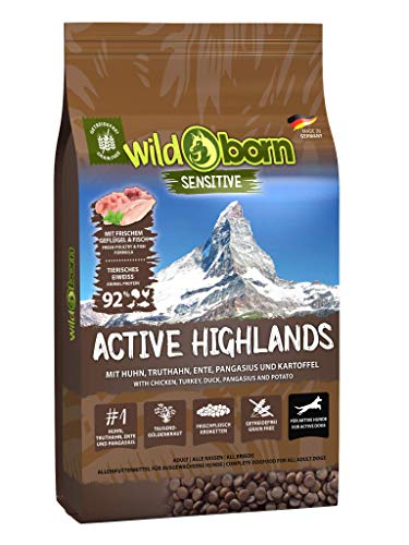 WILDBORN Active Highlands 2kg Hundefutter getreidefrei mit 92% tierischem Eiweiß* | sensitives Hundefutter für aktive Hunde Made in Germany von Wildborn