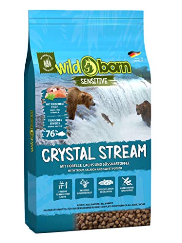 Wildborn Crystal Stream 2kg Hundefutter getreidefrei mit Lachs & Forelle - getreidefreies Hundefutter für alle Erwachsenen Hunde ab 6. Monaten | sensitives Futter ohne Zusatzstoffe Made in Germany von Wildborn