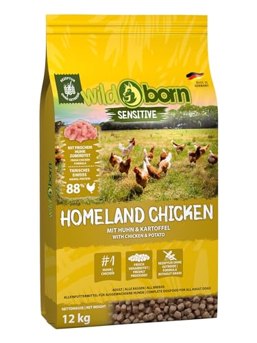 Wildborn Homeland Chicken 1 x 12 kg | Hundefutter für alle Hunde mit sehr hohem Anteil Huhn | Monoproteinprodukt von Wildborn