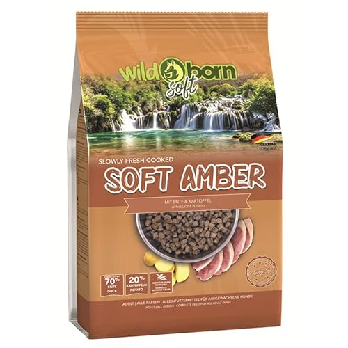 Wildborn Hundefutter getreidefrei Soft Amber 1kg | Sensitives Soft Hundefutter mit 70% frischem Entenfleisch von Wildborn