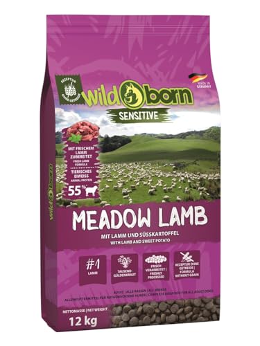 Wildborn Meadow Lamb 1 x 12 kg | Hundefutter getreidefrei für Erwachsene Hunde mit frischem Lammfleisch | Hund Hundefutter getreidefrei | Made in Germany von Wildborn